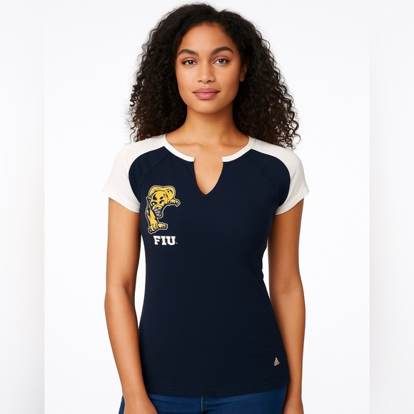 Adidas FIU Women's Navy Cotton Short Sleeve Tee - Picture 1 of 4